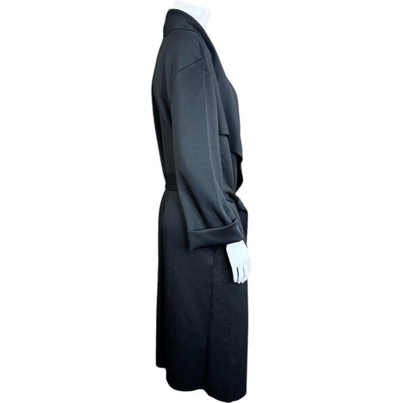 Girl With Curves Draped Scuba Jacket Black Small NWT Belted Cardigan Pockets - Picture 6 of 14